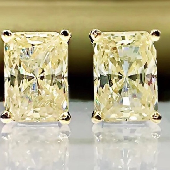 1ct Canary Radiant Earrings - Picture 3 of 12